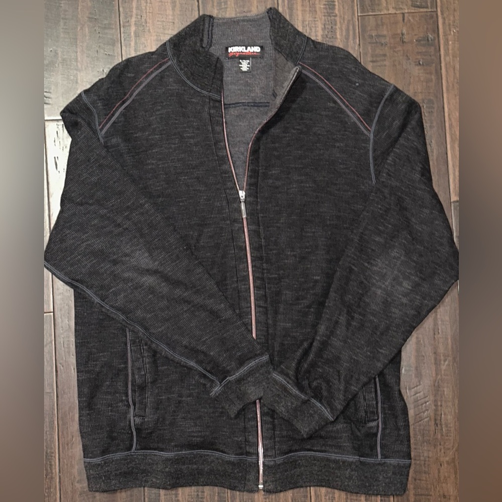 Kirkland Signature Men's Dark Gray Zip-Up Sweater